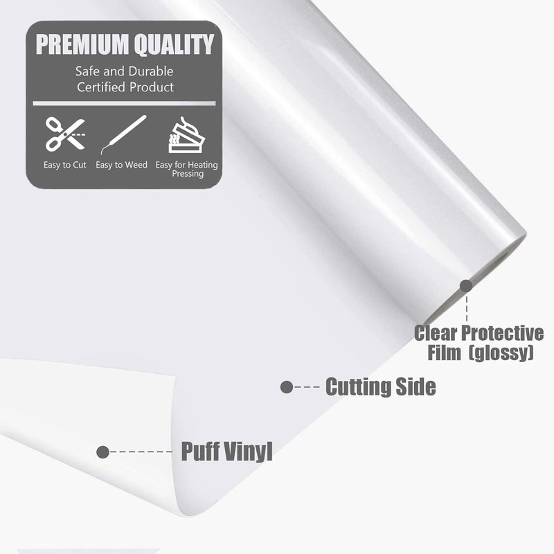 TransWonder Glow in The Dark 3D Puff Vinyl Heat Transfer - Luminous Fluorescent HTV Puff Vinyl 12x6' Puff Heat Transfer Vinyl for T Shirts by (White to Green) - Image 2